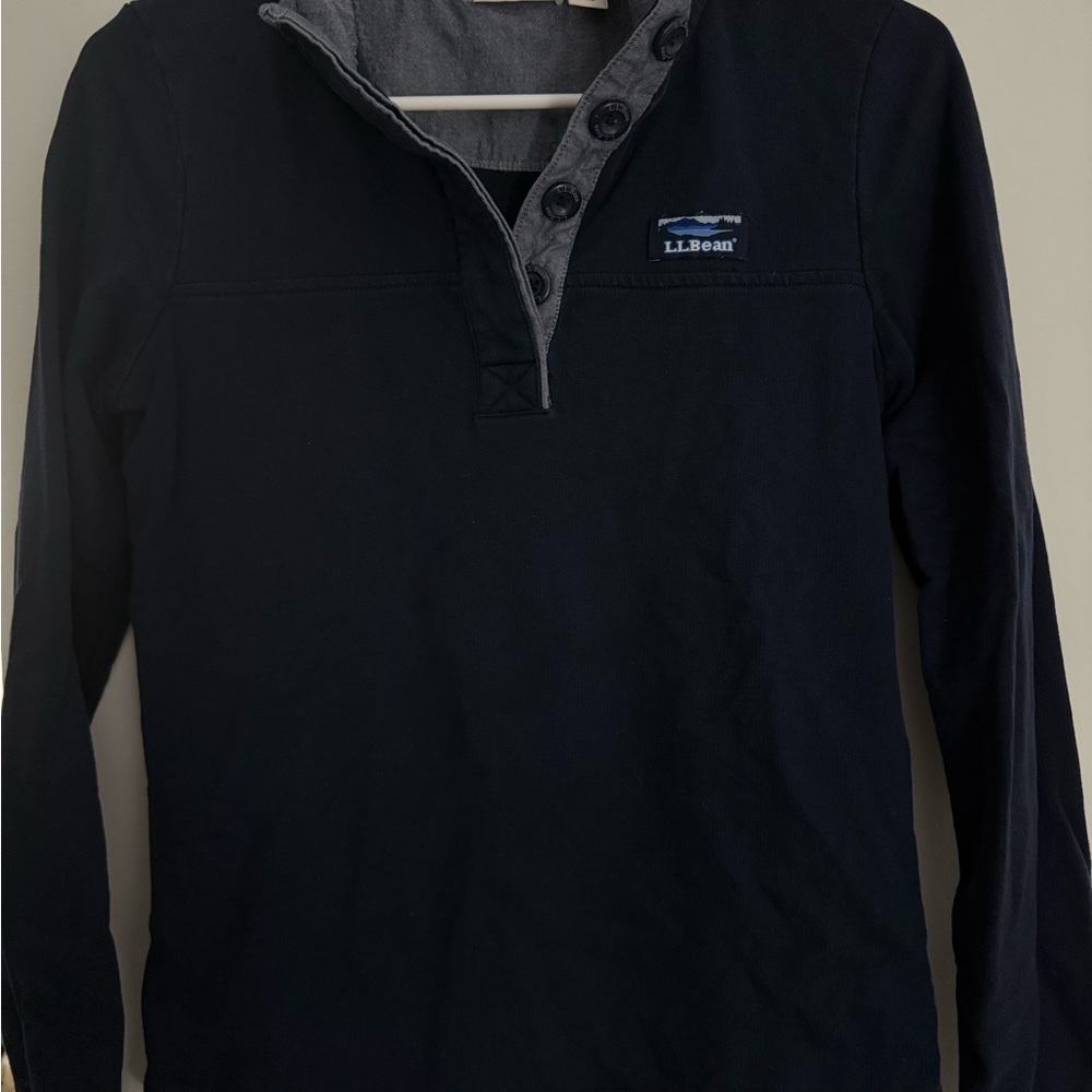 L.L.Bean Navy Long Sleeve Pullover with  Collar